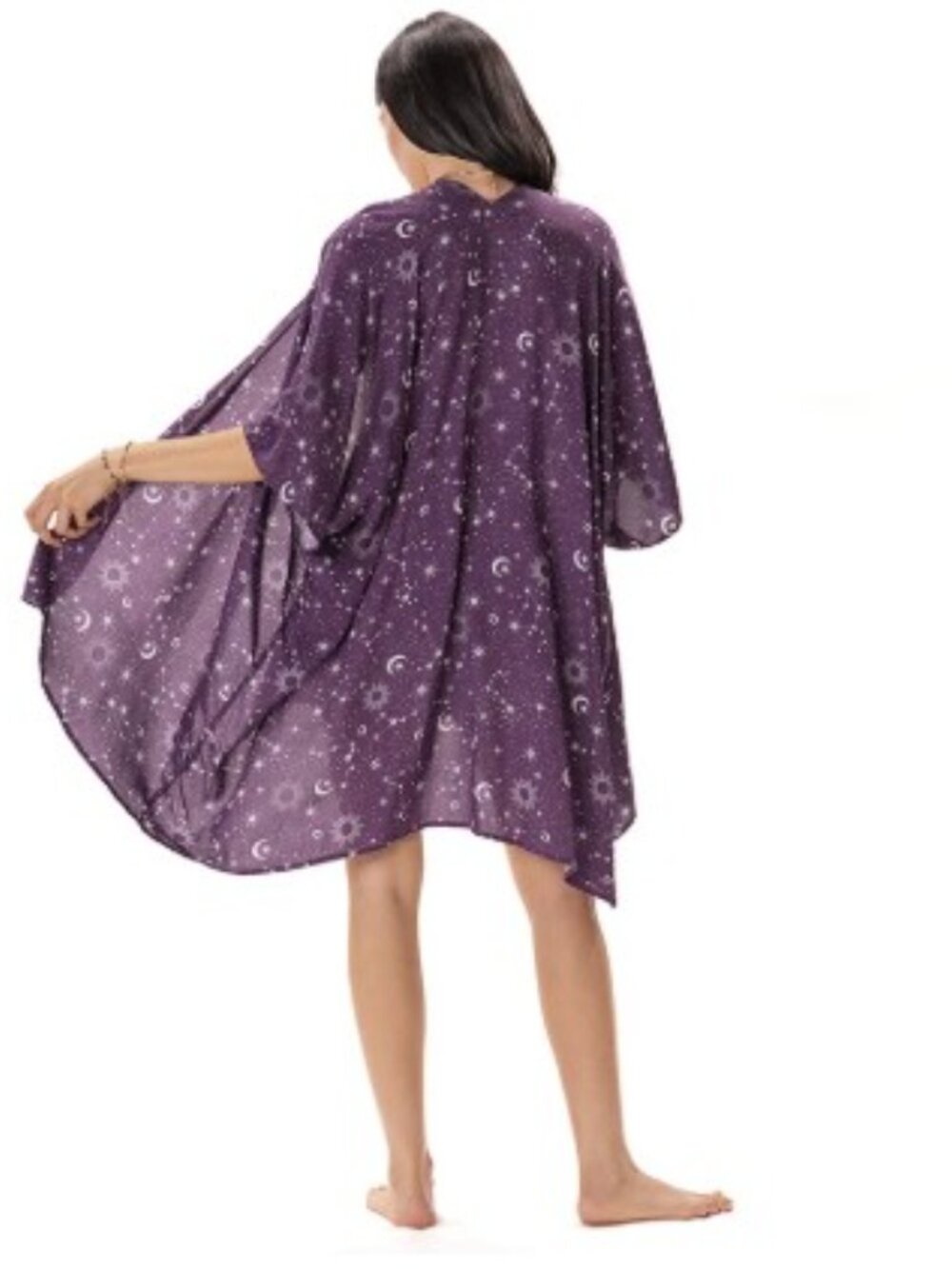 Lotus and Luna Plum Starry Night Kimono - Picture 2 of 2